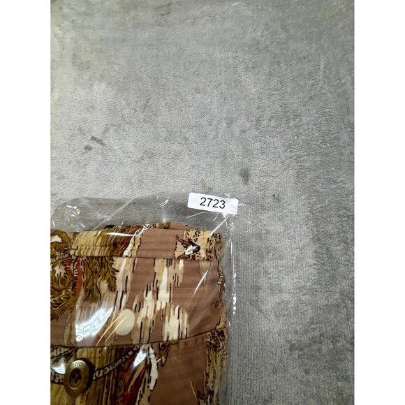 Under Two Flags Shacket Shirt Mens Medium Beige Hawaiian 100% Cotton Button-Up - Picture 11 of 12